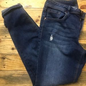 1822 Adrianna Dark Wash Distressed Jeans